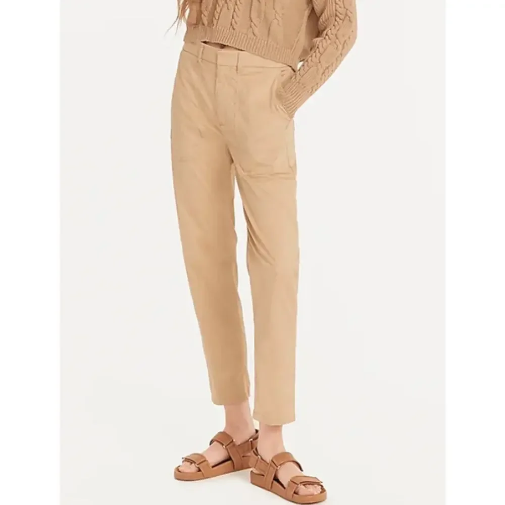 J.Crew Womens Re-Imagined Ankle Pants Ivory Mid Rise Pockets Cuffed Stretch 27